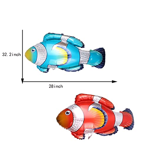 Image of 8Pcs Clownfish Foil Balloons Large Ocean Animal Mylar for Birthday Baby Shower Wedding Tropical Fish Themed Party Decorations