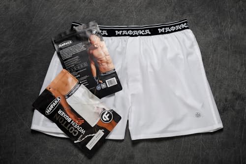 Mafaka Men's Classic Fit 100% Cotton White Woven Boxer3