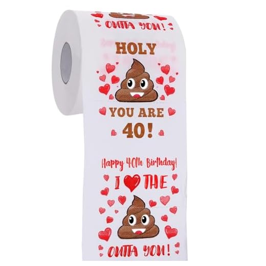 40th Birthday Gifts for Men and Women - Happy Prank Toilet Paper - 40th Birthday Decorations, Party Supplies Favors - Funny Gag Gifts Novelty Bday Present for Him, Her, Friends - 380 Sheets & 3 Layers