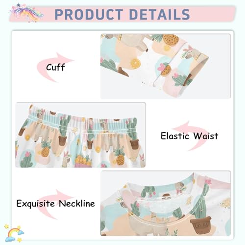 ALAZA Cactus Flower Alpaca Pineapple Pajamas Long Sleeve Sleepwear 2-Piece Pajama Set4