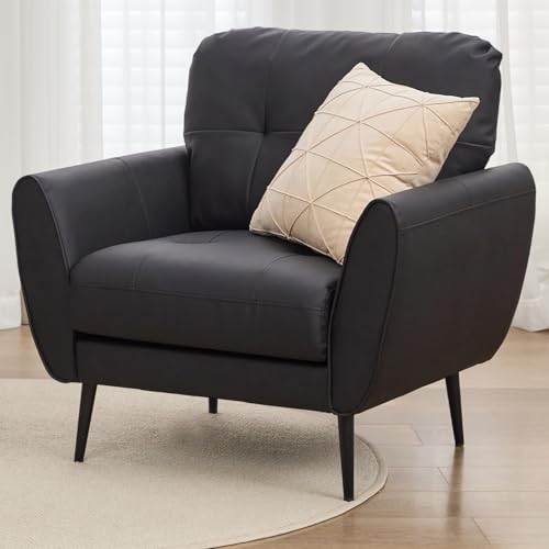 GRAVFORCE Sessel Wohnzimmer Ohrensessel Sessel mit Armlehnen, Bequem und Modern, Lesesessel Loungesessel, Prägunoserie Einzelsofa Schwarz GRAVFORCE Sessel Wohnzimmer Ohrensessel Sessel mit Armlehnen, Bequem und Modern, Lesesessel Loungesessel, Prägunoserie Einzelsofa Schwarz