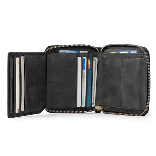 Image of BERLINER BAGS Full Grain Leather Small Wallet Women Palermo, Gift Box, Dark Grey