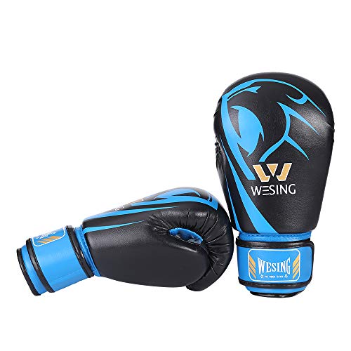 Wesing Kids Professional Boxing Gloves Men Women Boxing Gloves Kickboxing Sparring Workout Training Gloves For Adult Kids (Blue, 4Oz) #TOP1
