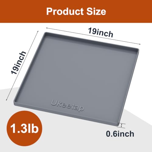19" x 19" Extra Thick Silicone Mat Waterproof with Raised Edge, Gray by ukeetap - Used condition - Image 7