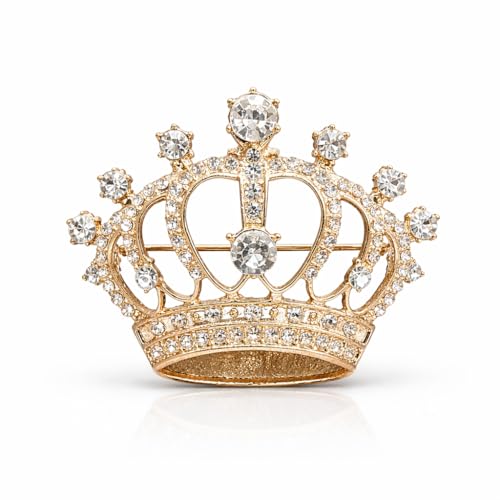Image of Crown Brooch for Women - Royal Inspired Jewelry Pin - Elegant Tiara Accessory for Jackets, Dresses, Bags, and Special Occasions - Gift for Her