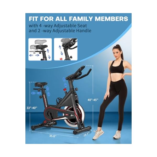 Exercise Bike, DMASUN Classic Brake Pad Pro Stationary Bike for Home with 330 LB Capacity, Workout Bike with Comfortable Seat Cushion, Digital Display with Tablet Holder - Image 8