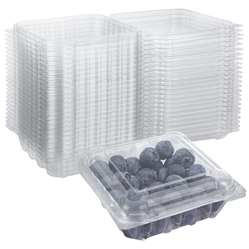GBACHOOSE 100PCS Berry Containers with Lids, Clear Plastic Vented Berry Containers for Blueberries, Raspberries, Blackberries, Tomatoes or Herbs