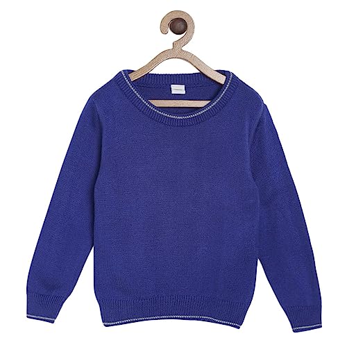 Image of miniklub Boys Blue Solid Pullover Sweater
