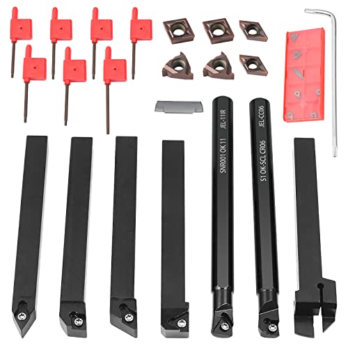 MIRTHBUY 10 x 10 mm Schaft, Drehmaschine, Bohrstange, Hartmetalleinsätze, Drehwerkzeughalter-Set...