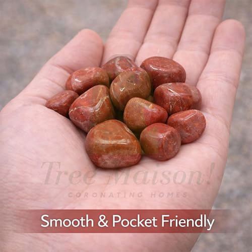 Image of Crystal Red Jesper Tumble Stone (100gm) Pebble Tumbled Gemstone for Reiki Healing Vastu Correction Gravels for Aquarium Home Decor Garden Table
