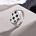 Izpack Plaid Love Heart Open Stacking Ring Black and White Checkered Enamel Heart Adjustable Chunky Bands Wedding Valentine's Day Promise Eternity Finger Rings for Women Brides Fashion Jewelry