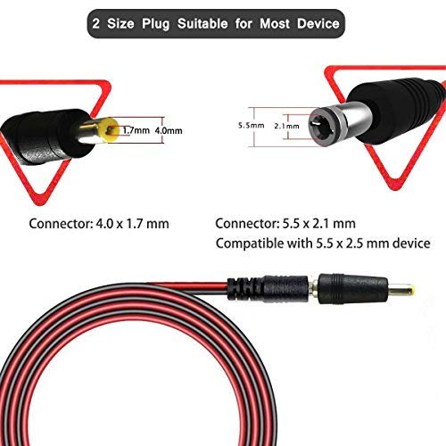 Cavo di Alimentazione Automatica per caricabatteria da Auto DC, 12-24V 4FT Accendisigari per Auto Maschio Spina per DC Cavo di connessione per Lettore Dvd Portatile, DVR per Auto