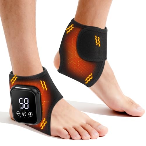 2PCS Cordless Ankle Heating Pad with Massage for Pain Relief,Rechargeable Ankle Massager for Circulation and Pain Relief,3 Vibration & Heating Settings,Auto Shut Off