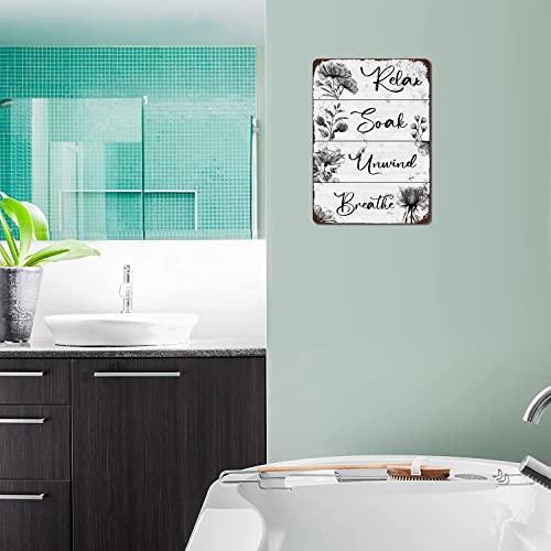 Btfsigns 16" X 12" Aluminum Sign Bathroom Wall Decor Relax Soak Unwind Breathe Wall Art Retro Metal Sign For Home Spa Laundry Decor #TOP4