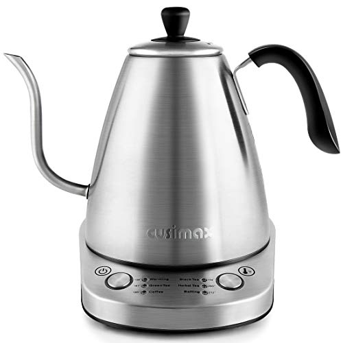 Gooseneck Tea Kettle, Cusimax Electric Kettle 1L, Variable kettle with 6 Temperatures Pour Over for Drip Coffee and Tea, Stainless Steel Kettle with Auto Keep Warming and Boil-Dry Protection, 1000W