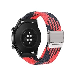 Niboow 20mm Armband für Huawei Watch GT 3 Pro 43mm/GT 3 42mm/GT 2 42mm/Watch 2/Honor Magic Watch 2 42mm, Nylon Geflochtenes Armbänder für Garmin Vivoactive 5/Venu Sq 2 Music/Venu 2 Plus – Schwarz/Rot