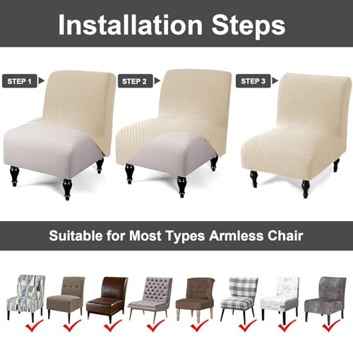 Image of Eco-Ancheng Armless Chair Slipcover Removable Armless Accent Chairs Covers Washable Armless Slipper Chair Slipcover Printed Armless Chair Furniture Protector Covers for Living Dining Room Hotel,21