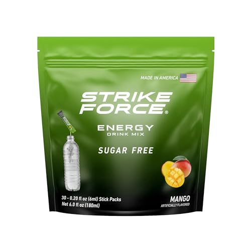 Image of Strike Force Energy Drink Mix - Mango Flavor - Natural Tasting Caffeine Drink - Turn Any Drink into a Healthy Energy Drink - Zero Calories, Keto Friendly, Sugar Free, Pre Workout (30 Liquid Packs)
