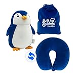 2-in-1 Penguin Travel Pillow for Kids (Small, 9”), Soft Neck Pillow for Toddlers, Extra-Soft Plush