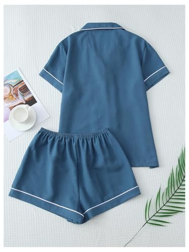 Image of Verdusa Pajamas For Women Set 2 Piece Summer Pajama Sets Cute Pjs Lounge Matching Button Shirt with Shorts