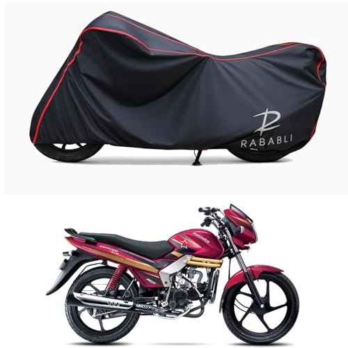 Image of Waterproof Bike Body Cover Compatible for | Mahindra Centuro Rockstar | Taffeta Fabric, Red Piping Design, Bottom Elastic Fit | Dustproof, Sun UV & Rain Protection for All Bikes