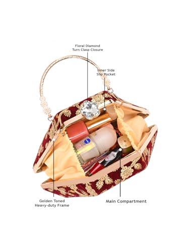 Image of TOOBA Handicraft Women's Beautiful Bling Box Clutch Bag | Evening Bag, Bridal Purse & Party Handbag | Wedding & Special Occasion Clutch (Mix Pyramid)