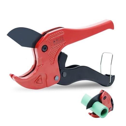 CCLIFE 42mm PVC Rohrschere mit Ratsche, SK-5 Hochkohlenstoffstahl Stahlklinge, Profi Rohrschneider Rohr Schere für PVC/PE/PP/PEX/PPR