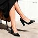 IDIFU Women's IN4 Chunky-HI Block High Heels Closed Pointed Toe Pumps Dress Office Shoes for Women (Black Pu, 9.5 M US)