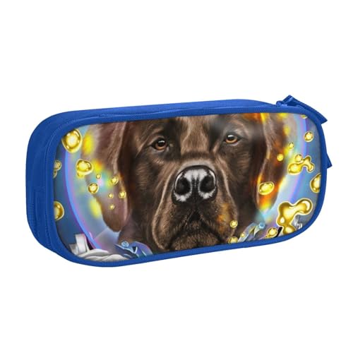 犬ペンケース 筆箱 文具ケース おしゃれ 筆袋 鉛筆ケース 鉛筆のサック 中高校生 軽量 収納バッグ 学生 子供 誕生日 入学ギフト 大容量 ダブルレイヤーBlue