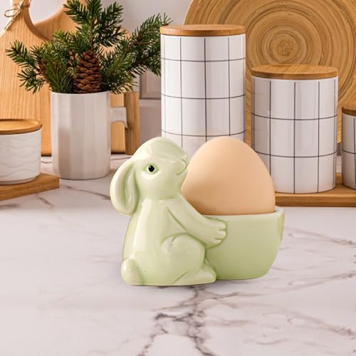 3PC Ceramic Egg Cup, Ceramic Rabbit Egg Cup Creative Ceramic Bunny Egg Cup Holder Porcelain Colorful Egg Cup for Soft Boiled Egg Home Decor Kitchen Utensils Easter Bunny Egg Stand Decoration - Thumbnail 6
