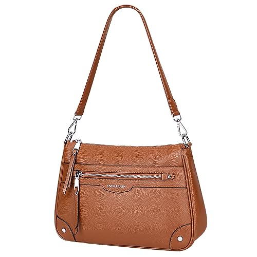 Image of Over Earth Soft Genuine Leather Crossbody Bags for Women Medium Shoulder Purses Hobo Handbags with Multi Pockets