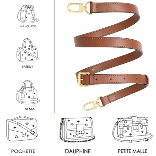 Image of Vachetta Leather purse strap Genuine Leather Adjustable Replacement Strap for Shoulder Bag Handbag Purse
