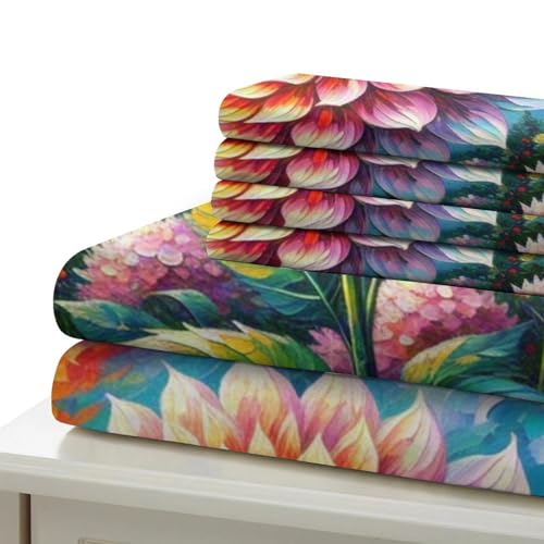 Housse de couette dahlie 3D avec fermeture éclair cachée en microfibre