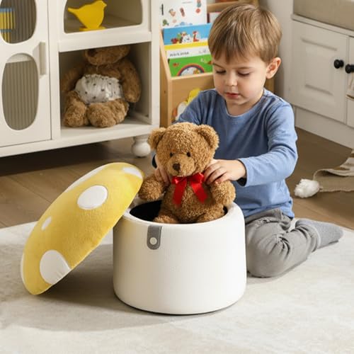 DAYARUS Mushroom Toddler Chair Comfy Chenille Kids Reading Chairs, Wooden