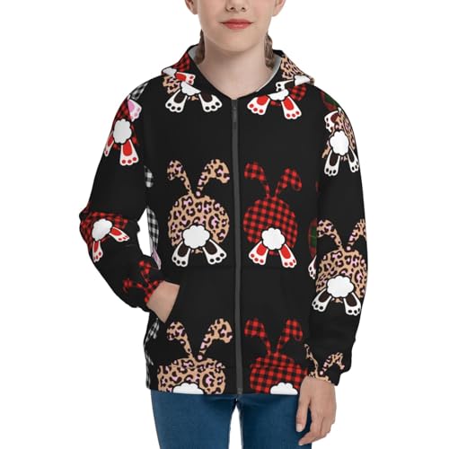 Cute Bunny Kid Hoodies Boys Zip Up Sweatshirts Girls Pullover with Pocket3