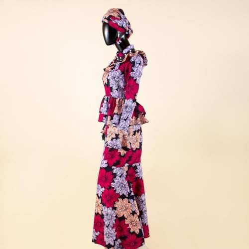 African Dresses for Woman Luxury Elegant 3 Piece Skirt Set Dashiki Ankara Print Top Skirt and Headscarf3