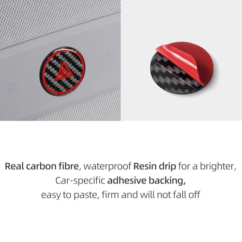 Image of BETTERHUMZ Car Interior Carbon Fiber Sticker Compatible with Tesla Model 3 Highland 2024 2026 Model Y Juniper 2025 Roof Warning Button Trim Reading Light Cover Accessories (Black)