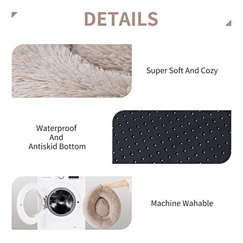 Love's cabin 20in Cat Beds for Indoor Cats - Cat Bed with Machine Washable, Waterproof Bottom - Taupe Fluffy Dog and Cat… - Image 7