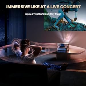 3 in 1 projector 4k supported aurzen boom 3 smart projector with wifi and bluetooth 3d doiby audio 36w speakers auto focus keystone netflix official 500 ansi home outdoor proyector black  urban country home decor