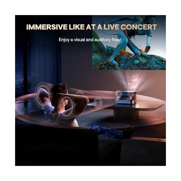 3 in 1 projector 4k supported aurzen boom 3 smart projector with wifi and bluetooth 3d doiby audio 36w speakers auto focus keystone netflix official 500 ansi home outdoor proyector black  urban country home decor