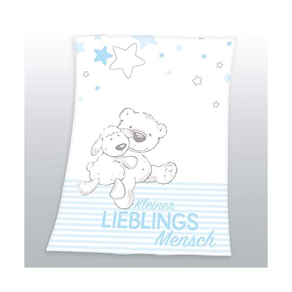 Arle-Living Flauschdecke Motiv : Kleiner Lieblingsmensch 75x100 cm Kuscheldecke Babydecke Schmusedecke (blau)