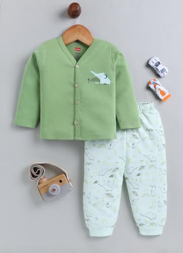 Image of LuvLap Baby Boys & Girls Regular Fit 100% Cotton Half Sleeves Jhabla & Shorts Set Pack of 2