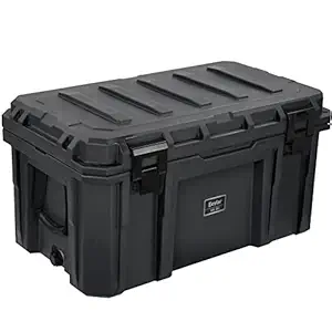 SR-90 Large Crossover Overland Cargo Case, Equipment Hard Case, Roto Molded, Stackable with Pad-Lock Hasp, Strap Mountable, TSA Standard, IPX4 Rated, 90 Liters (Black)