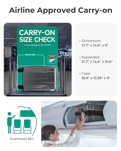 Image of BAGSMART Expandable Carry On Luggage 22x14x9 Airline Approved, Gray | Spinner Wheels, TSA Lock, Lightweight Hard Shell, Suitcase,22x14x9 Airline Approved