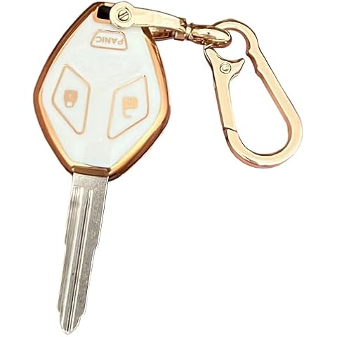QIXIUBIA for Mitsubishi Key Fob Cover Smart Key Shell with Keychain Fit for Mitsubishi Eclipse Endeavor Galant Lancer Outlander (3-Button-White) Cover
