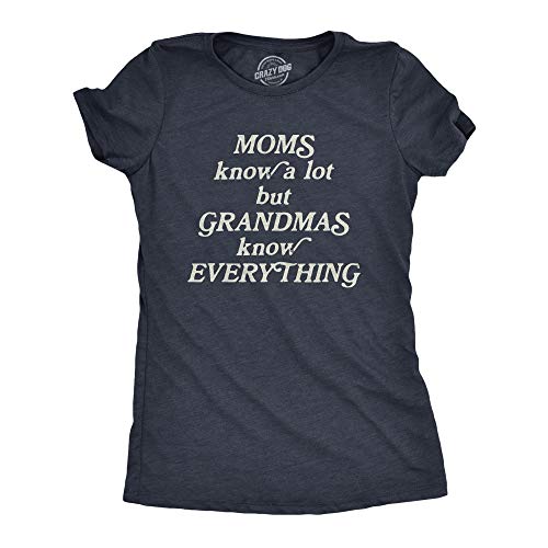 T-shirt drôle grand-mère femme bleu marine chiné taille S - Funny Family Tee