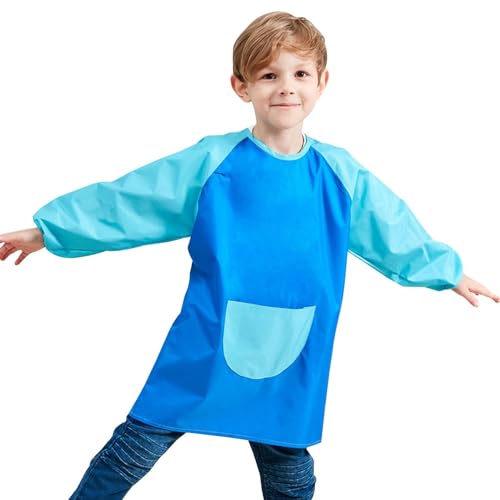 Delantales De Pintura Para Niños | Sumock Artístico Para Niños Con Mangas Largas, Pintura Para Niños Para Niños Que Alimentan El Pectoral Para Niños Dibujando Suministros Para 7-11 Años Ra