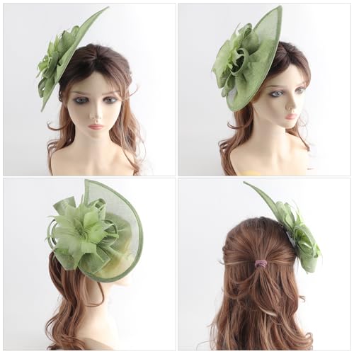 Image of DRESHOW Women Fascinator Hats Tea Party Hat Vintage Pillbox Hat Headband for Cocktail