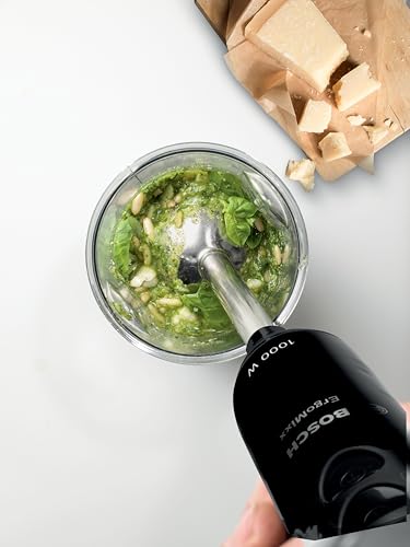 Bosch Frullatore a Immersione MS6CB6110, Potente Motore da 1000 W, 12 Impostazioni di Velocità, Impugnatura Ergonomica, Lama a 4 Ali, Pratico Bicchiere Graduato, Piede Mixer in Acciaio Inox, Nero - Immagine 5