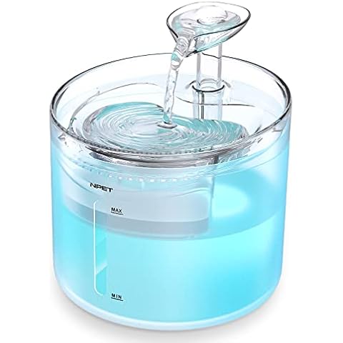 NPET WF100 Cat Fountain, 54 oz/1.6L Quiet Pump Automatic Pet Water Fountain Dog Water Dispenser with Light for Cats & Small Dogs (Adapter Not Included) Cover
